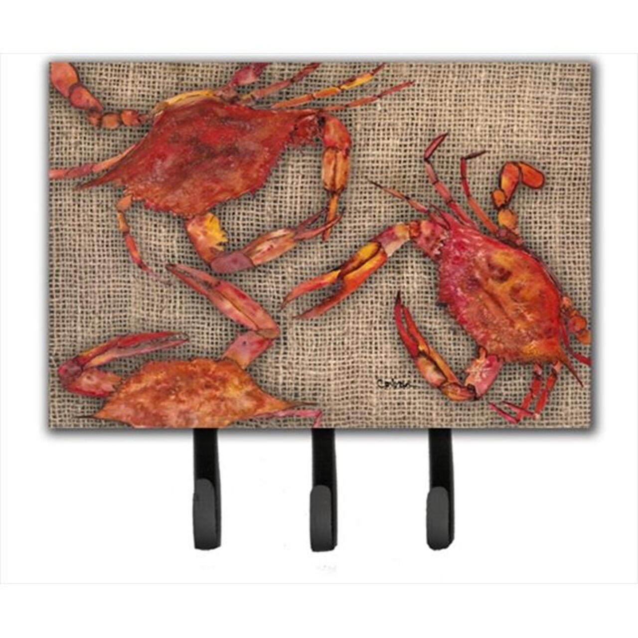 Carolines Treasures 8742TH68 6 x 9 in. Cooked Crabs on Faux Burlap Leash or Key Holder